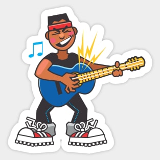 Boy Playing Guitar - Funny Sticker